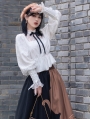 Wind Soak White Lace Victorian Long Sleeve Stand-Up Collar Classic Lolita Blouse