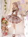 Fawn Bambi Brown Layered Sweet Lolita Short Skirt with Detachable Shoulder Straps