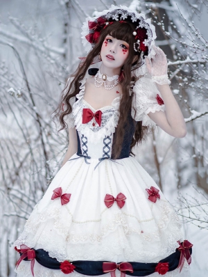 Snow White Short Puff Sleeve Sweet Lolita OP Dress