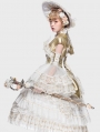 Watch Oath White and Gold Halter Tea Party Classic Lolita JSK Dress