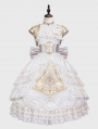 Watch Oath White and Gold Halter Tea Party Classic Lolita JSK Dress