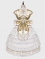 Watch Oath White and Gold Halter Tea Party Classic Lolita JSK Dress