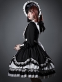 Eternal Night Black and White Cross Long Lantern Sleeve Gothic Lolita OP Dress