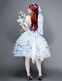 Little Mermaid Blue Off-the-Shoulder Short Puff Sleeve Sweet Lolita OP Dress