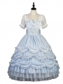 Little Mermaid Blue Off-the-Shoulder Short Puff Sleeve Sweet Lolita OP Dress