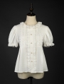 Little Daisy White Lace Round Collar Short Sleeve Daily Wear Classic Lolita Blouse