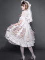 Thumbelina White Printed Middle Ruffled Sleeve Classic Lolita OP Dress