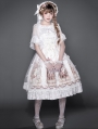 Thumbelina White Printed Middle Ruffled Sleeve Classic Lolita OP Dress