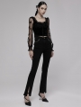 Black Gothic Punk Chain Daily Wear Flared Pants for Women