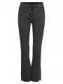 Black Gothic Punk Asymmetric Placket Daily Wear Flare Jeans for Women