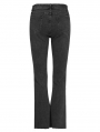 Black Gothic Punk Asymmetric Placket Daily Wear Flare Jeans for Women