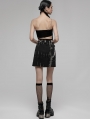 Black and White Gothic Punk Side Slit Tie Dyed A-Line Skirt