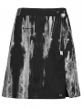 Black and White Gothic Punk Side Slit Tie Dyed A-Line Skirt