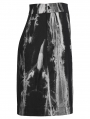 Black and White Gothic Punk Side Slit Tie Dyed A-Line Skirt