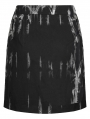 Black and White Gothic Punk Side Slit Tie Dyed A-Line Skirt