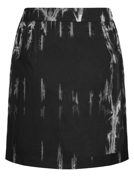 Black and White Gothic Punk Side Slit Tie Dyed A-Line Skirt ...