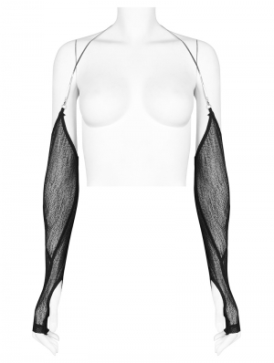 Black Gothic Gauze Three-Dimensional Cutting Halter Arm Sleeves