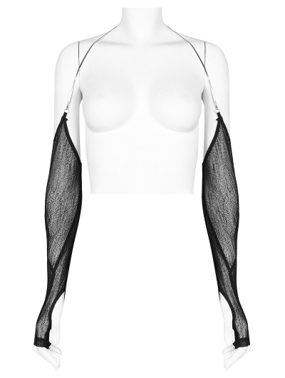 Black Gothic Gauze Three-Dimensional Cutting Halter Arm Sleeves