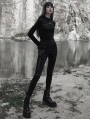 Black Gothic Punk Daily Wear Denim Long Trousers for Women
