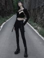 Black Gothic Punk Daily Wear Denim Long Trousers for Women