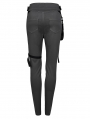 Black Gothic Punk Daily Wear Denim Long Trousers for Women