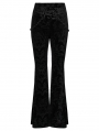 Black Gothic Dark Printed Velvet Flared Pants for Women