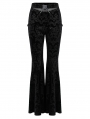 Black Gothic Dark Printed Velvet Flared Pants for Women