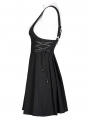 Black Gothic Pleated Strap Short Daily Wear Dress