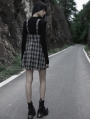 Black and White Plaid Gothic Pleated Strap Short Daily Wear Dress