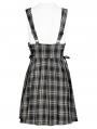 Black and White Plaid Gothic Pleated Strap Short Daily Wear Dress