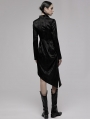 Black Patterned Gothic Punk Asymmetric Cheongsam Collar Long Dress