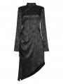 Black Patterned Gothic Punk Asymmetric Cheongsam Collar Long Dress