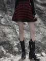 Black and Red Plaid Gothic Punk Mesh Stitching Daily Wear Short Skirt