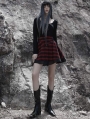 Black and Red Plaid Gothic Punk Mesh Stitching Daily Wear Short Skirt