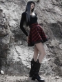 Black and Red Plaid Gothic Punk Mesh Stitching Daily Wear Short Skirt