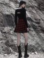 Black and Red Plaid Gothic Punk Mesh Stitching Daily Wear Short Skirt