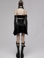 Black Gothic Daily Wear PU Leather High Waist Asymmetric Skirt