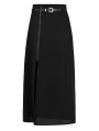 Black Gothic Simple A-Line Long Skirt with Detachable Belt