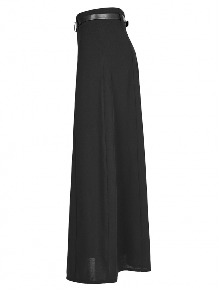 Black Gothic Simple A-Line Long Skirt with Detachable Belt - Devilnight ...