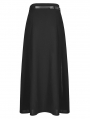 Black Gothic Simple A-Line Long Skirt with Detachable Belt