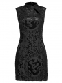 Black Gothic Chinese Style Dragon Pattern Sleeveless Sexy Short Dress