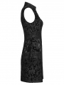 Black Gothic Chinese Style Dragon Pattern Sleeveless Sexy Short Dress