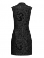 Black Gothic Chinese Style Dragon Pattern Sleeveless Sexy Short Dress