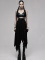 Black Gothic Punk Irregular Daily Wear Long Elastic Skirt