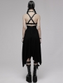 Black Gothic Punk Irregular Daily Wear Long Elastic Skirt