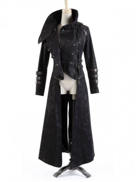 Black Long to Short Gothic Military Trench Coat for Women - Devilnight ...