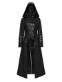 Black Long to Short Gothic Military Trench Coat for Women