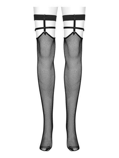 Black Gothic Punk Skull Hot Girl Knee Length Gauze Tights