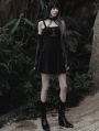 Black Gothic Punk Rhombus Gauze Arm Sleeves with Detachable Choker