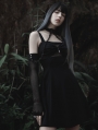 Black Gothic Punk Rhombus Gauze Arm Sleeves with Detachable Choker